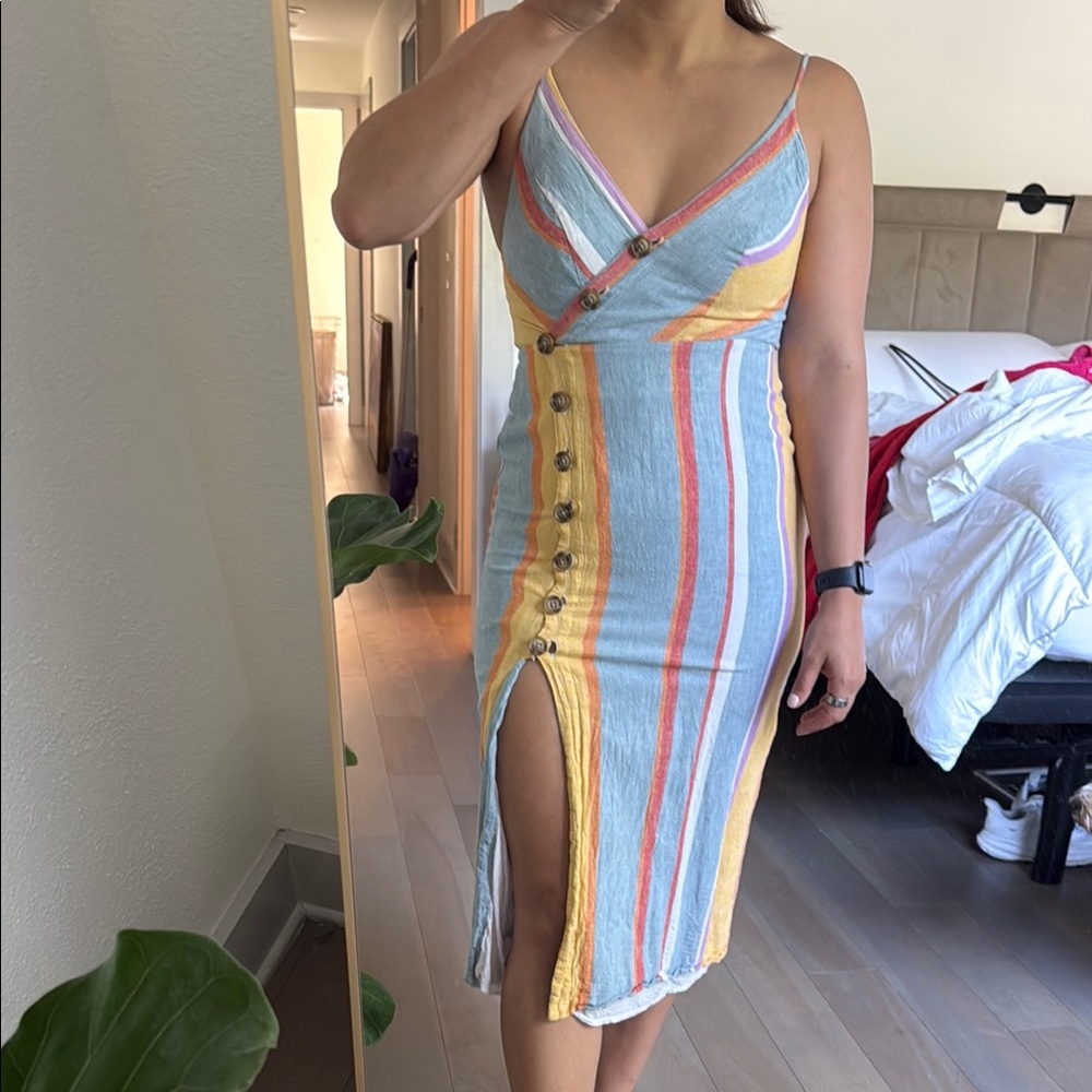 Striped Multicolor Button-Down Dress